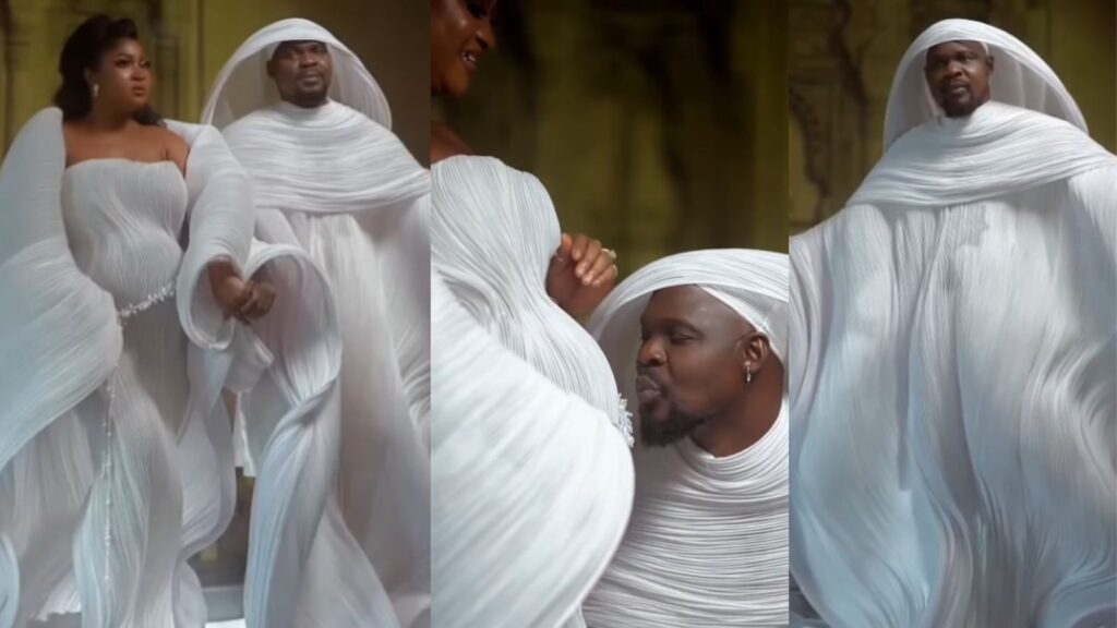 Nollywood actor Baba Ijesha welcomes a baby boy with celebrity fashion designer CEO Luminee following release from prison (Video)